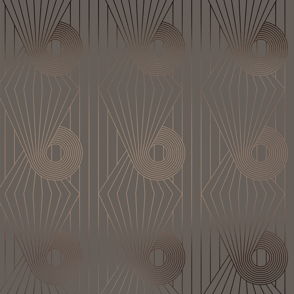 Minispiral bronze / cocoa brown wallpaper by Erica Wakerly